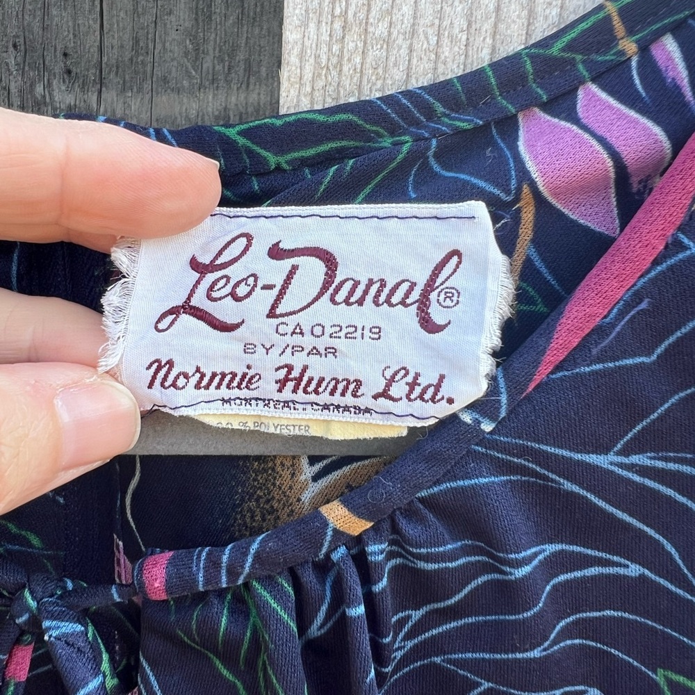 Vintage Navy Floral Long Sleeve Dress - Picture 7 of 7
